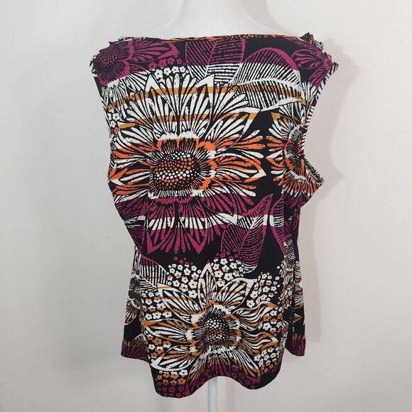 East 5th Colorful Cowl Neck Top Size Petite XL Multi-Color Sleeveless Blouse - Picture 5 of 7